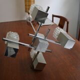 Cubic chandelier house sciolari 4 burners chrome 70s