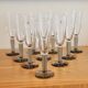 10 flûtes à champagne vintage Bormioli Rocco en cristal strié gris
