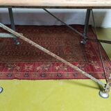 Large industrial metal and beech table