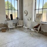 4 white wooden garden chairs