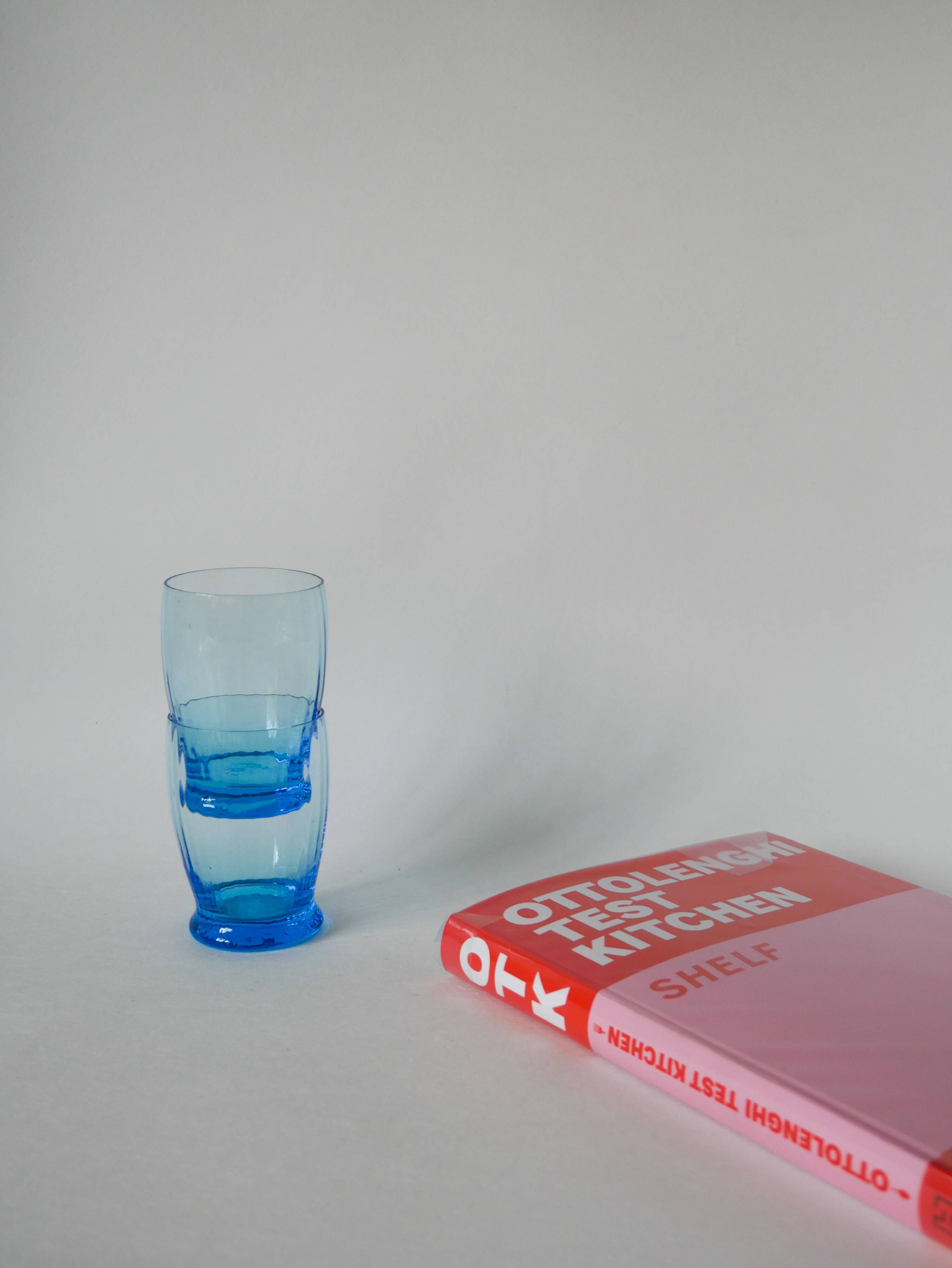 set of 4 art deco turquoise water glasses 1930