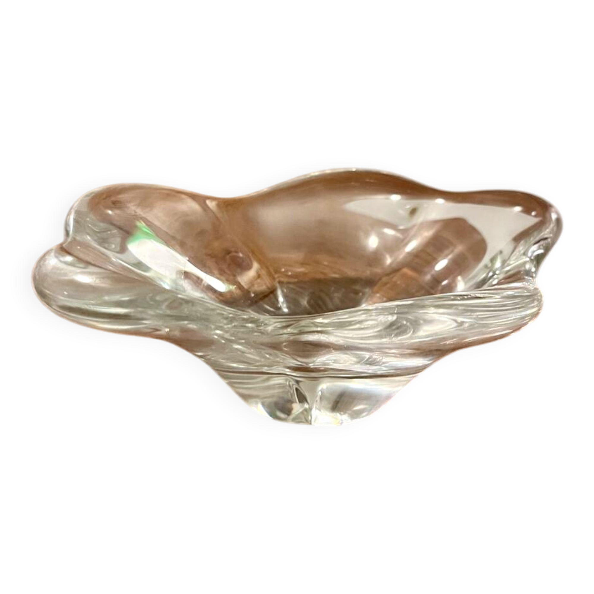 Crystal trinket tray signed Daum France