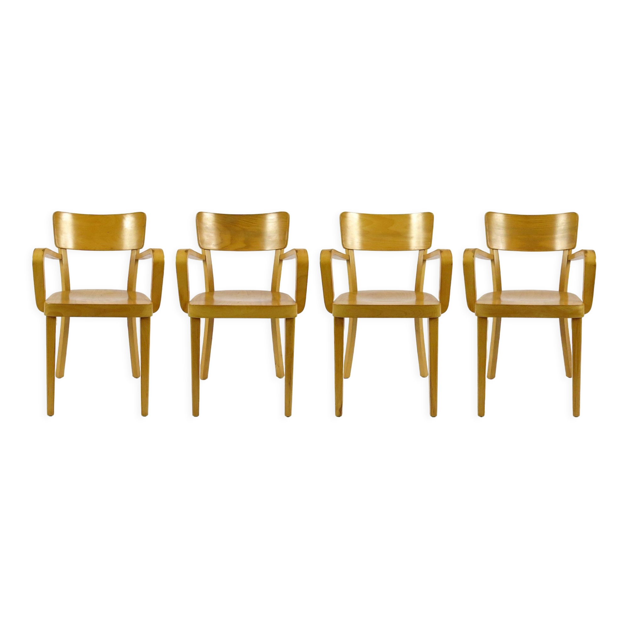 Set of 4 wooden dining chairs, 1960s