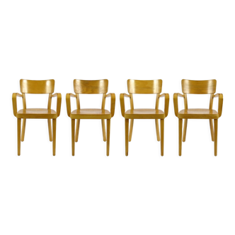 Set of 4 wooden dining chairs, 1960s