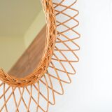 Vintage rattan mirror, 1960s