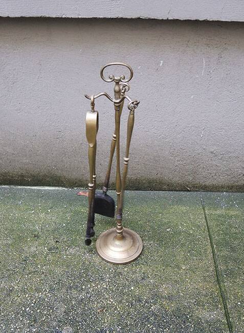 Old Brass Fireplace Servant - 3 Tools