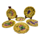 Sarreguemines dessert plates in barbotine with fruit decoration French Vintage