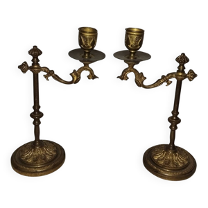 paire de bougeoirs réglables - bronze