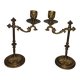 Pair of adjustable gilt bronze candlesticks