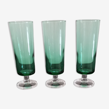 3 flûtes Cavalier Luminarc vert émeraude vintage