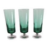 3 flutes Cavalier Luminarc emerald green vintage