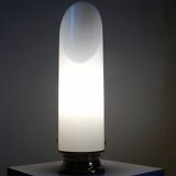 Grande lampe vintage années 50-60 tube plexiglas opalescent support métal doré