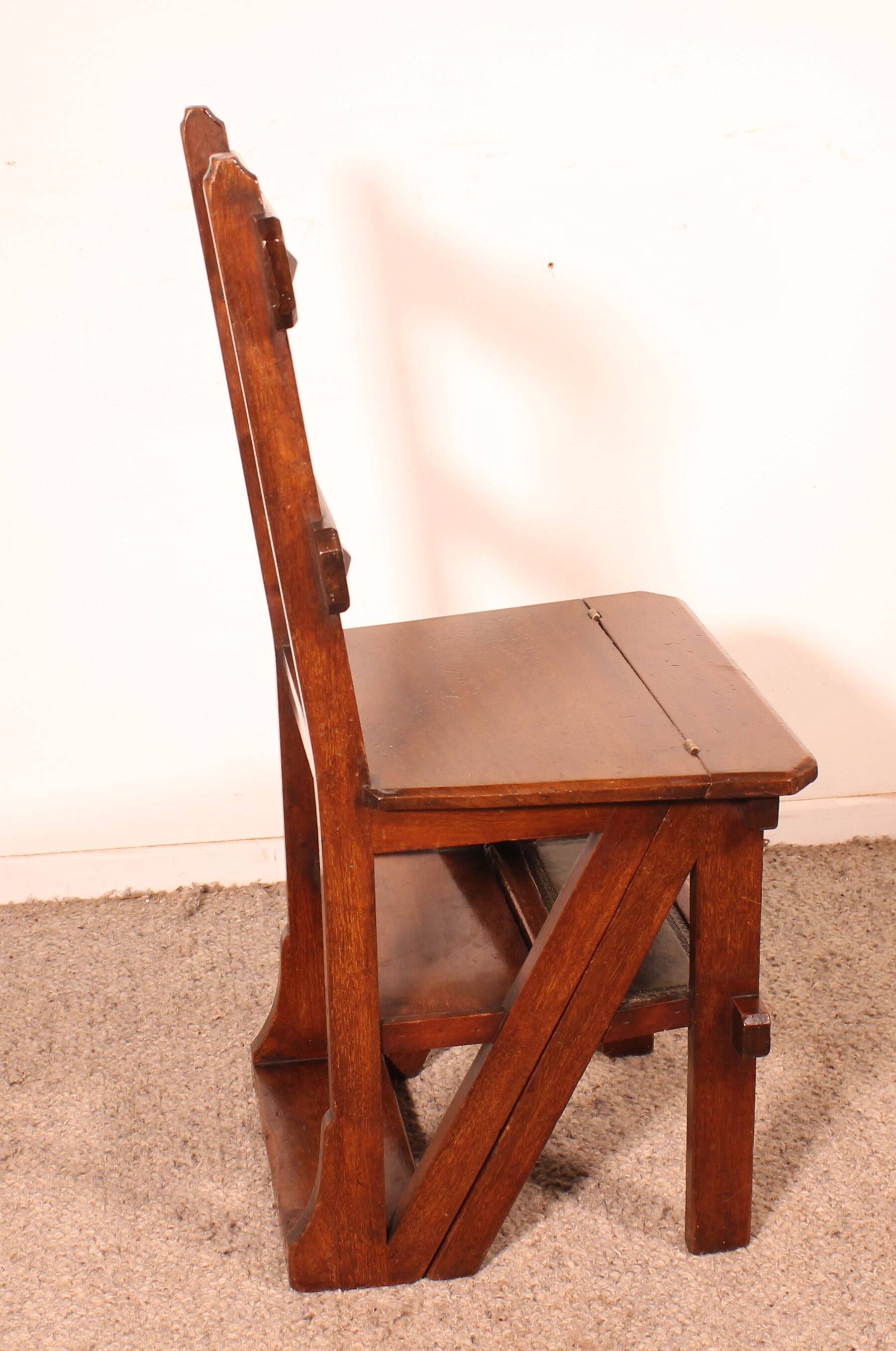 Transformable Library Step Stool into Chair - 19th Century