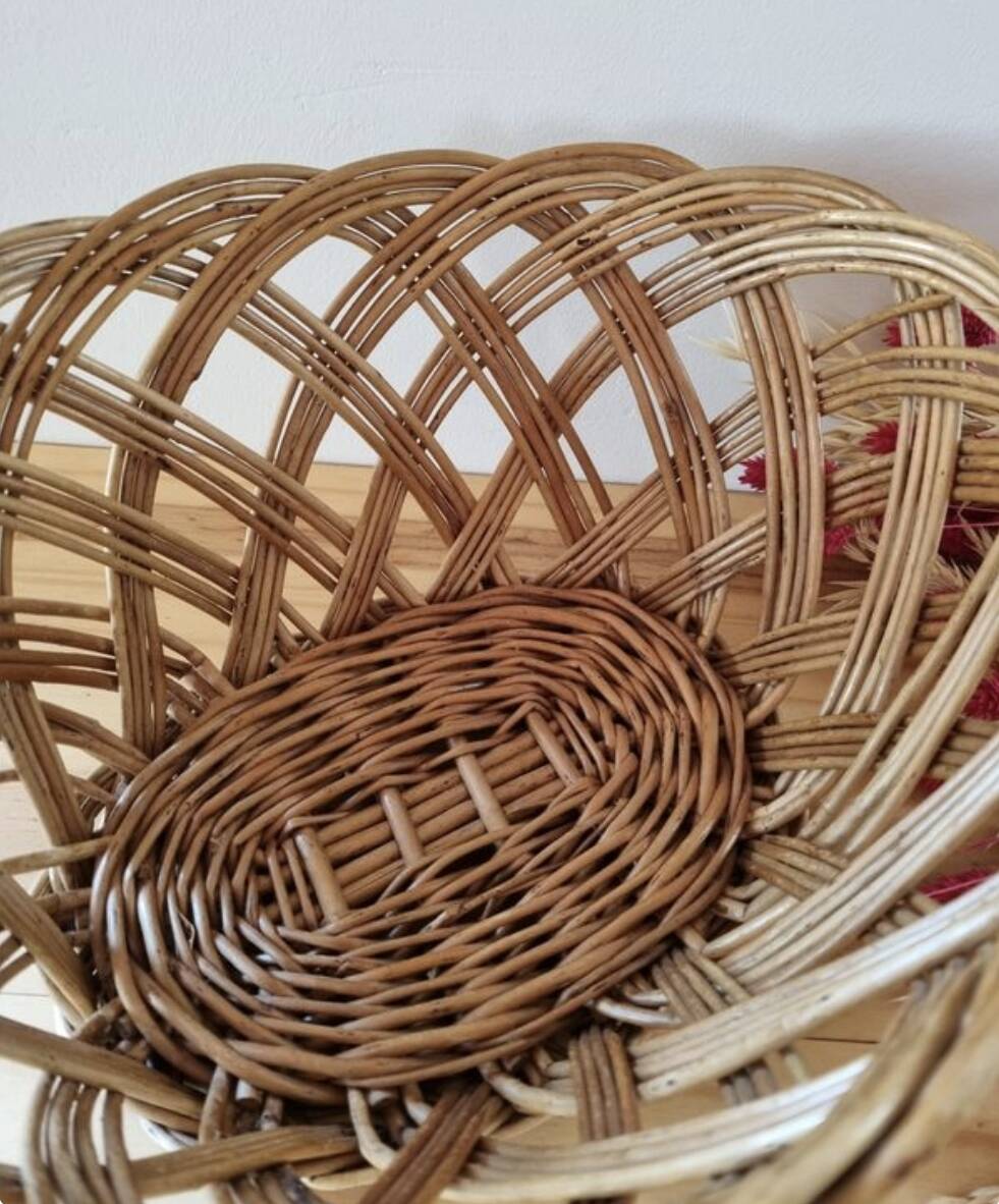 Oval woven rattan basket