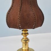 Lot of two retro-modernist lamps with natural leather lampshade