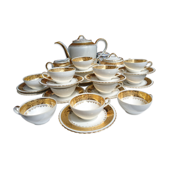 Coffee service 12 cups in white and gold porcelain