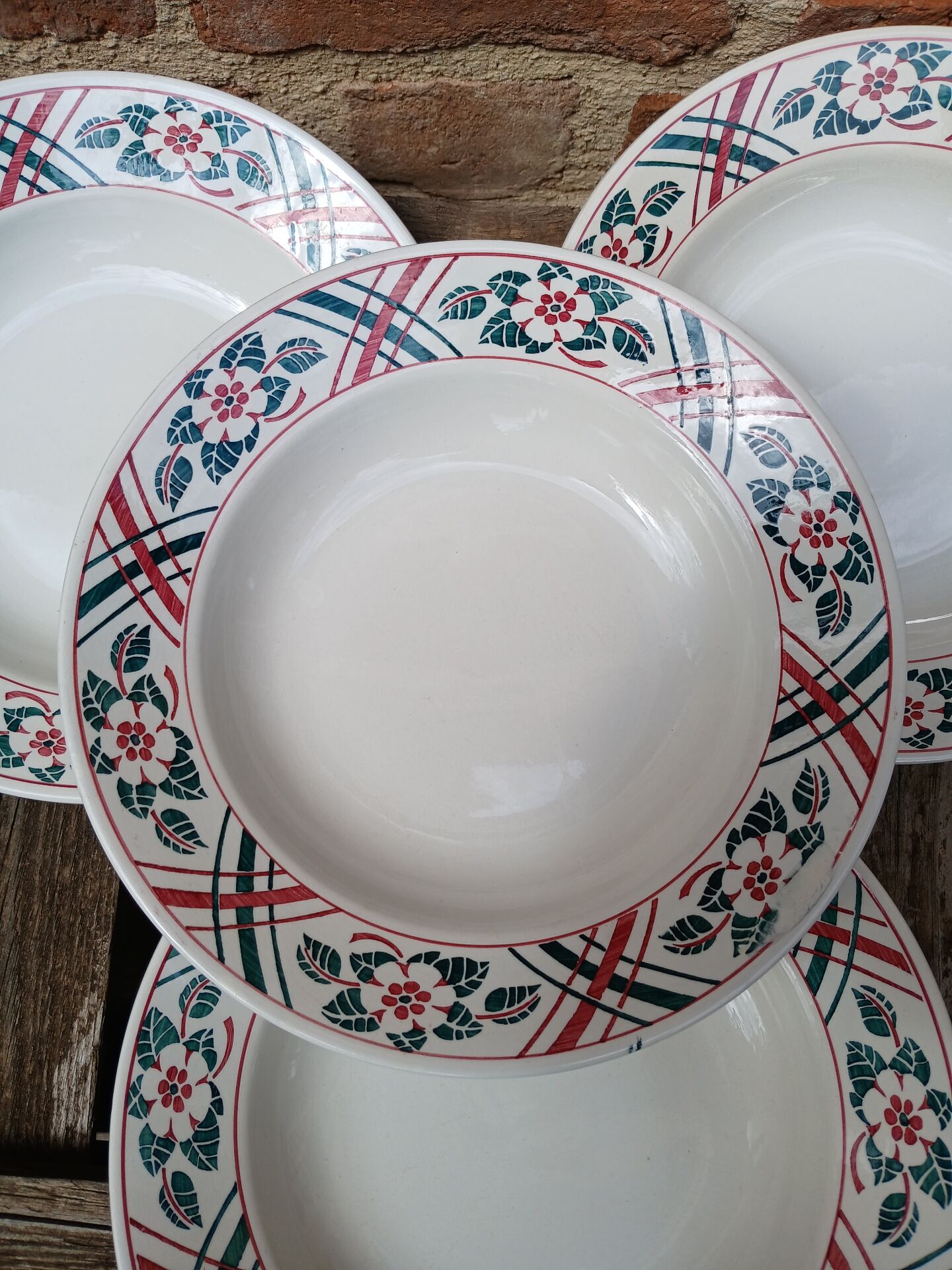 4 antique deep plates from Sarreguemines