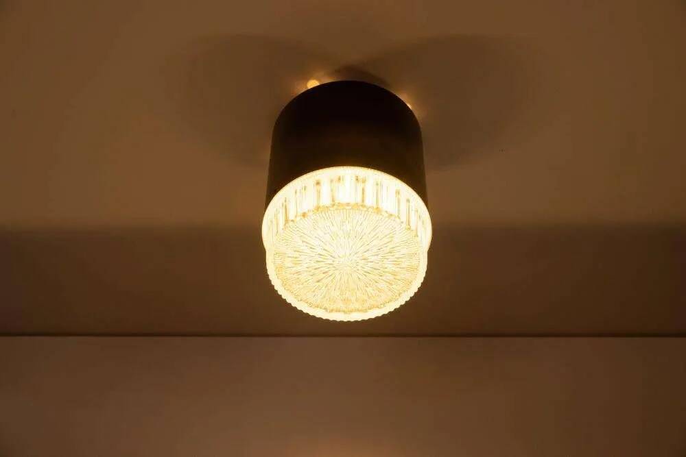 Vintage glass ceiling lamp from the 1960s.