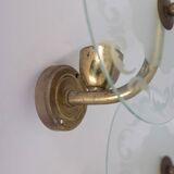 PAIR OF VINTAGE 1950S WALL LAMPS IN BRASS AND GLASS, ITALIAN DESIGN
