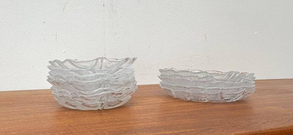 Vintage Swedish glass plates Eden by Lars Hellsten for Orrefors, 1970s, set of 13.