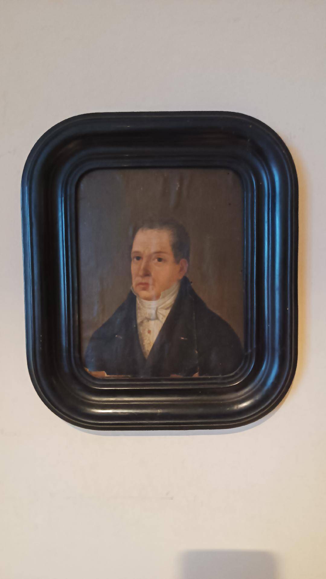 Tableau Ancien Début 19ème Siècle Huile Sur Papier Portrait