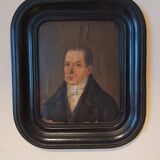 Tableau Ancien Début 19ème Siècle Huile Sur Papier Portrait
