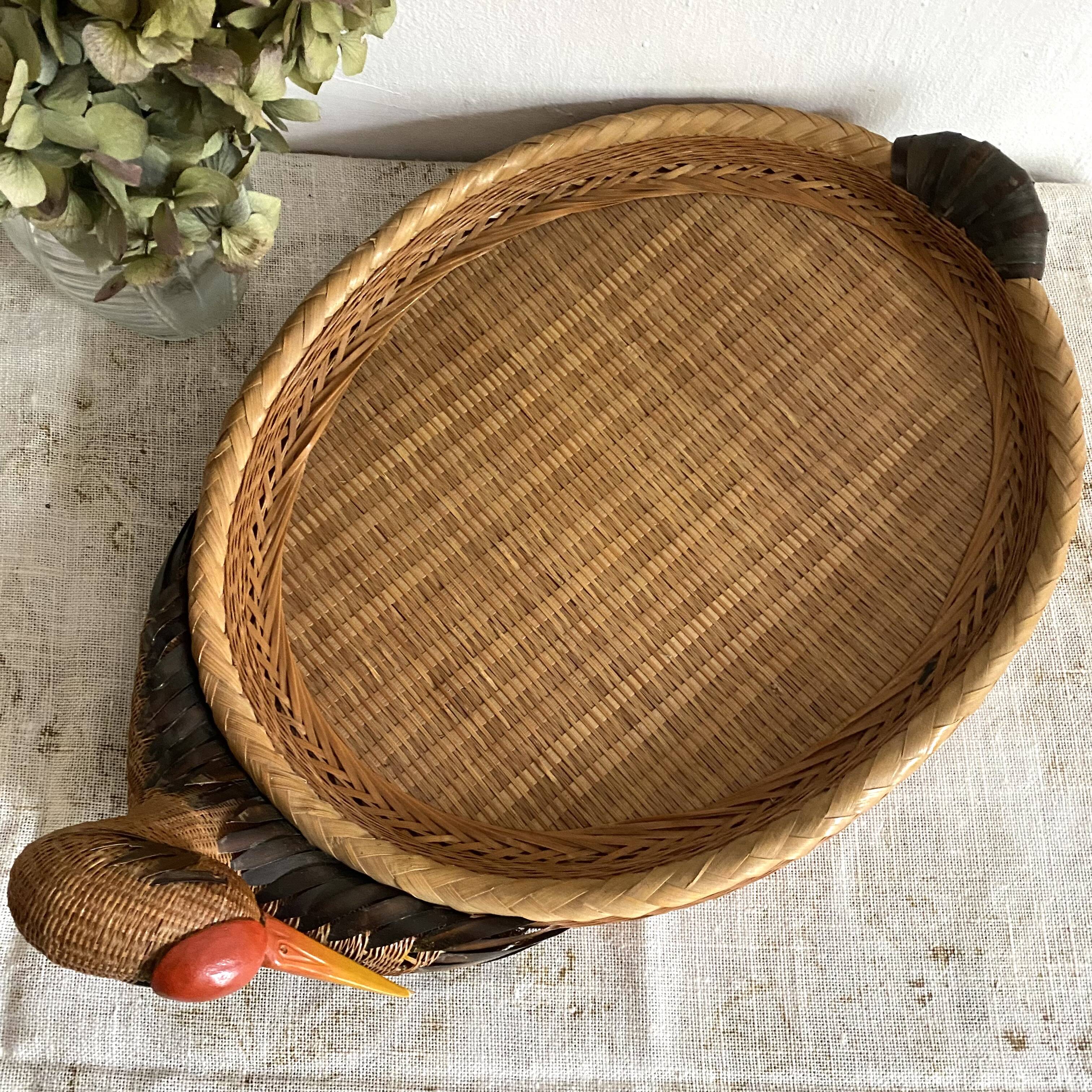 Bird woven bamboo tray