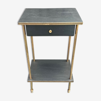 Restored pedestal table black & brass