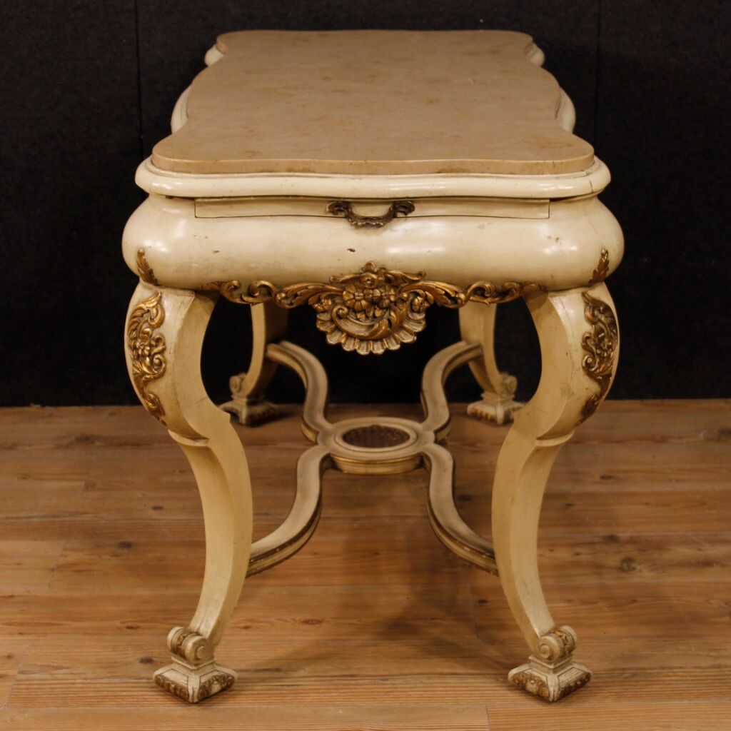 Dutch lacquered and gilded table with marble top
