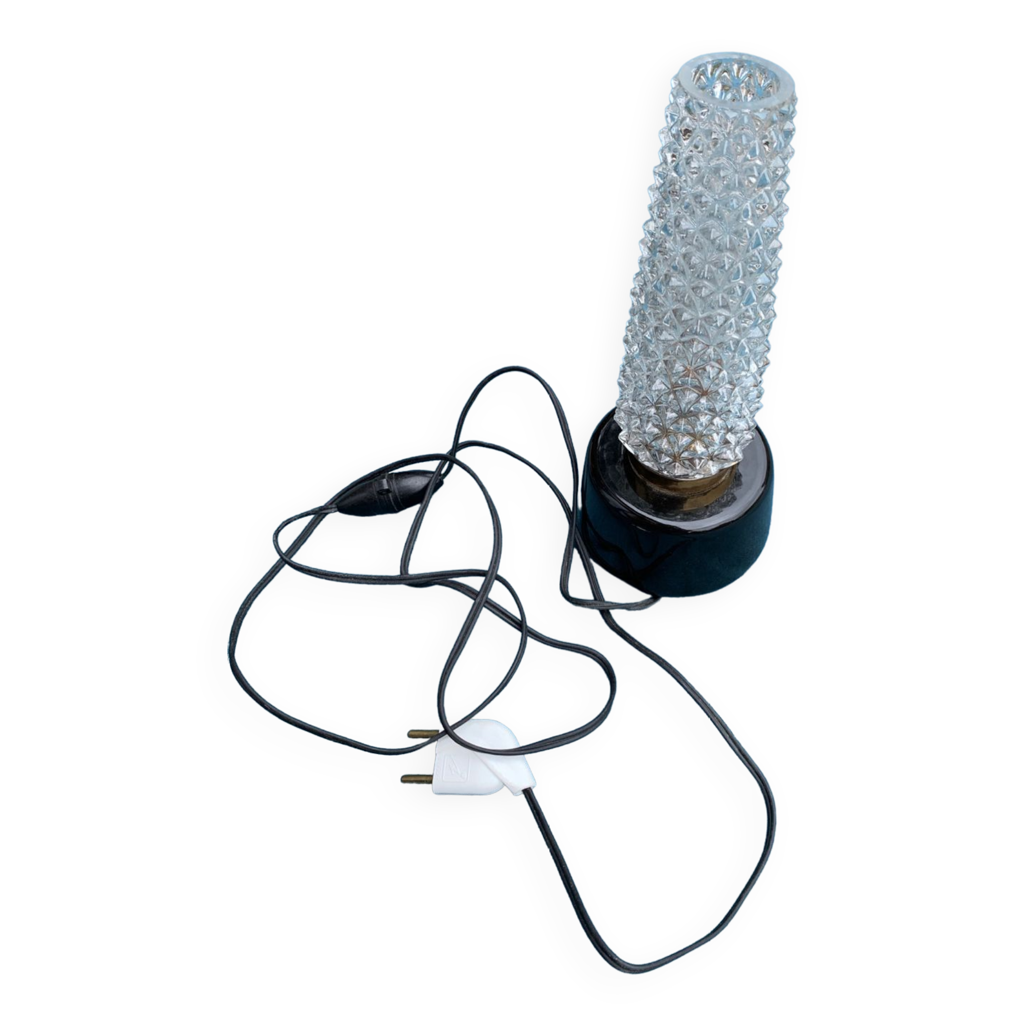 Glass night light black ceramic foot years 50 60