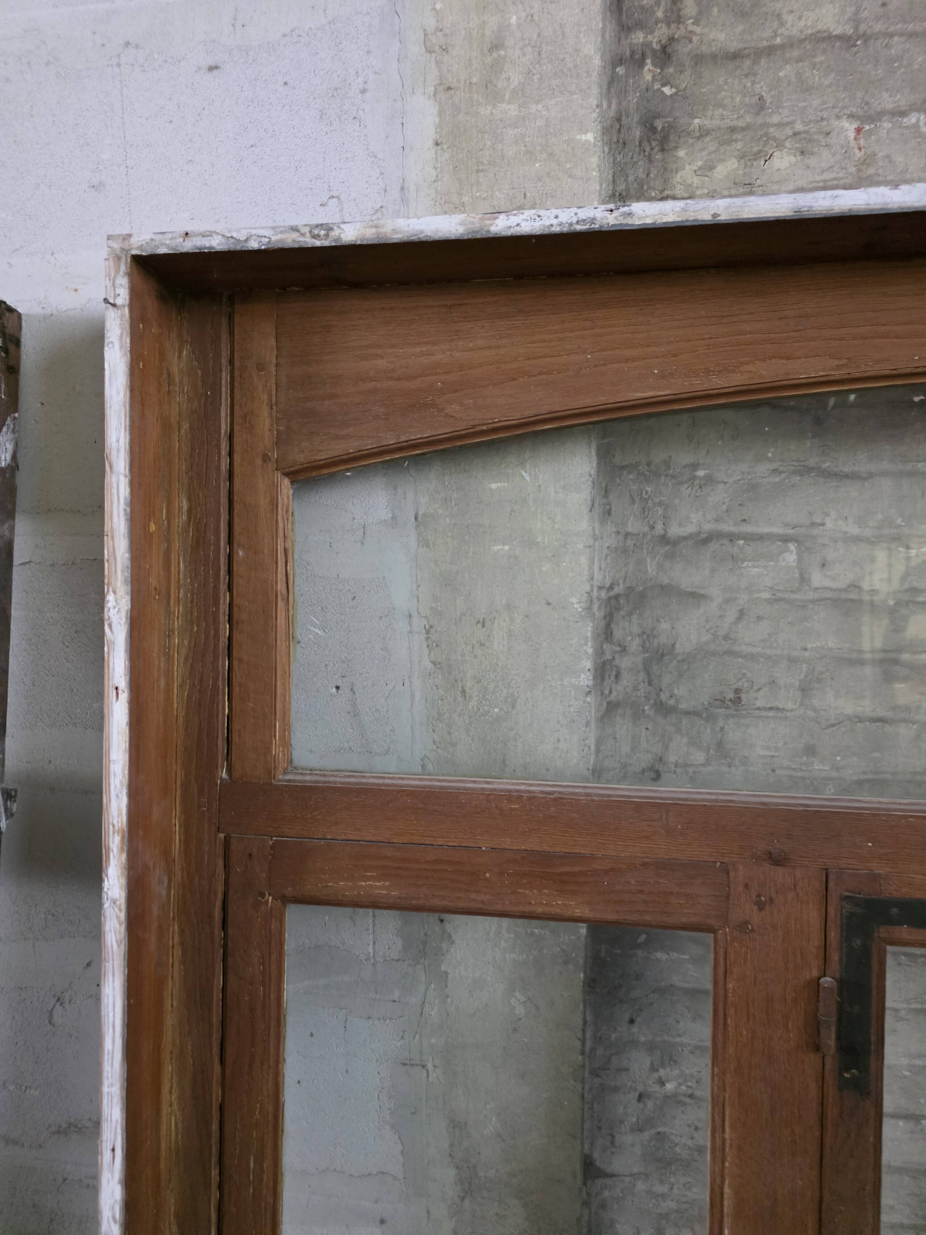 4 old solid oak windows from the early 20th century