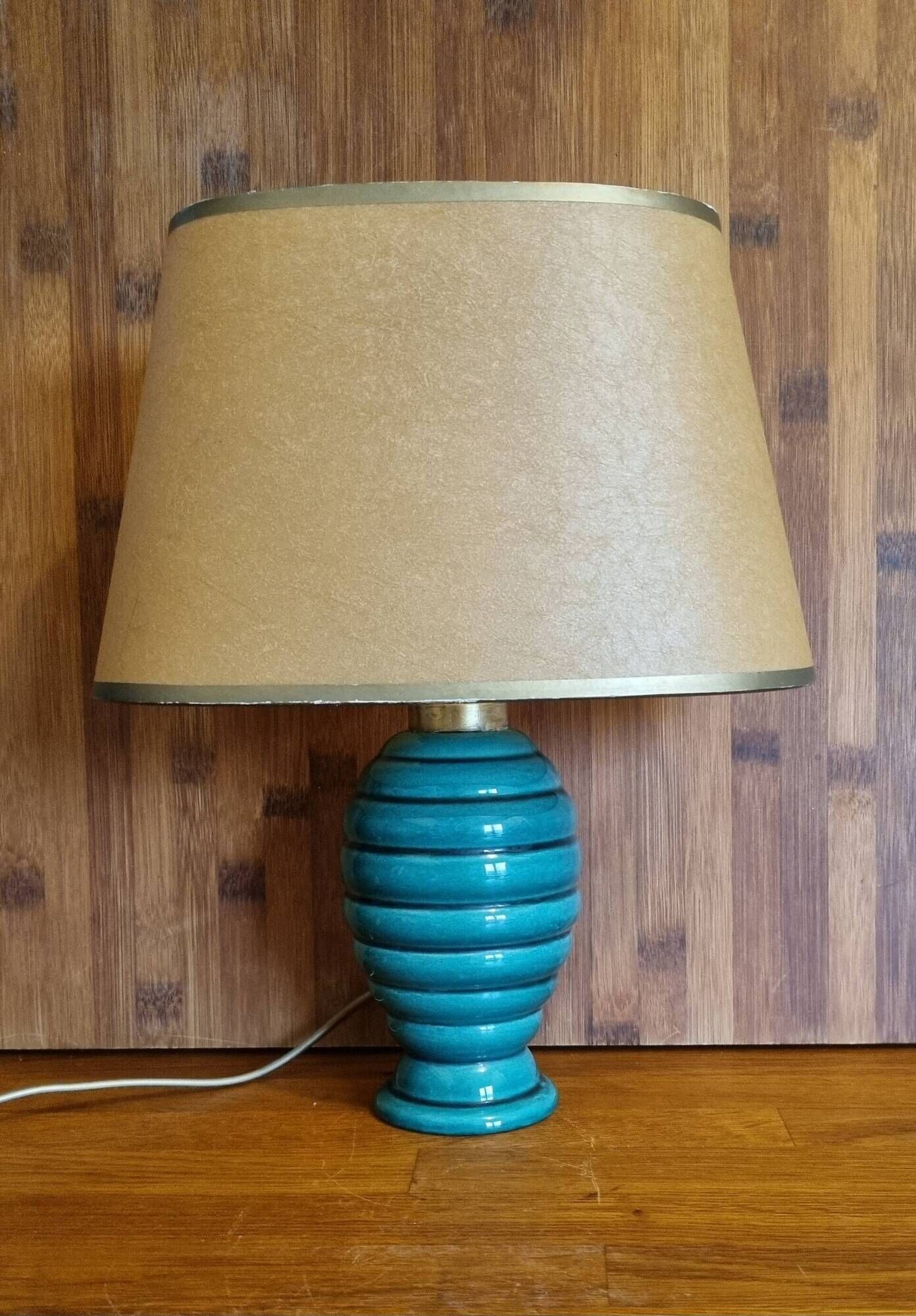 Vintage 50s bedside lamp in green ceramic