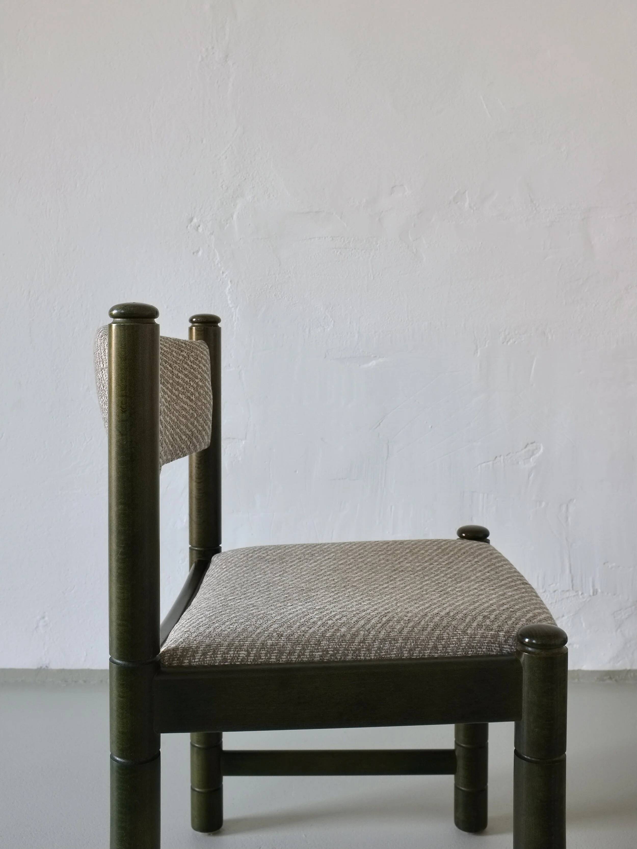 4 green carved wooden chairs | Scandinavia | 1960s