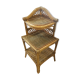 Bamboo and rattan corner shelf circa 1975