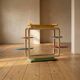 Vintage multicolour tubular steel flower stand / plant stand, mid-20th century, Czechoslovakia, 71 × 50 × 103 cm