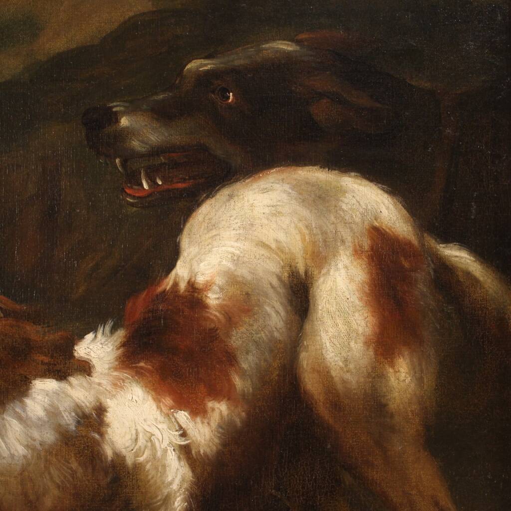 Peinture lombarde du XVIIe siècle, le berger avec ses chiens