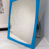 Blue plastic barber mirror made in France vintage