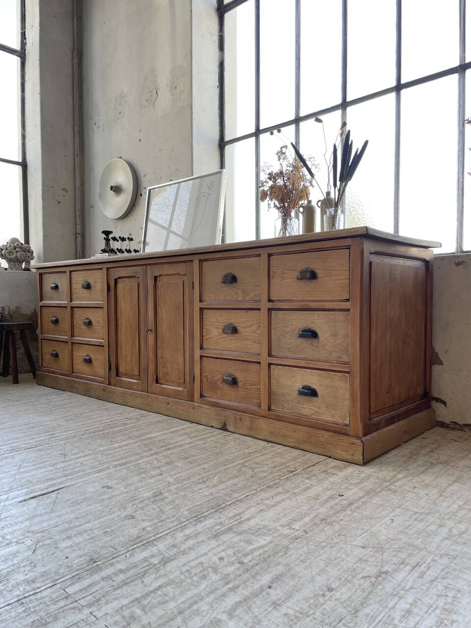 XXL solid oak counter sideboard