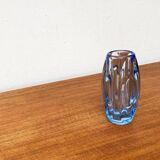 Blue glass vase model 914 mid-century by Rudolf Schröter for Rosice, 1950s