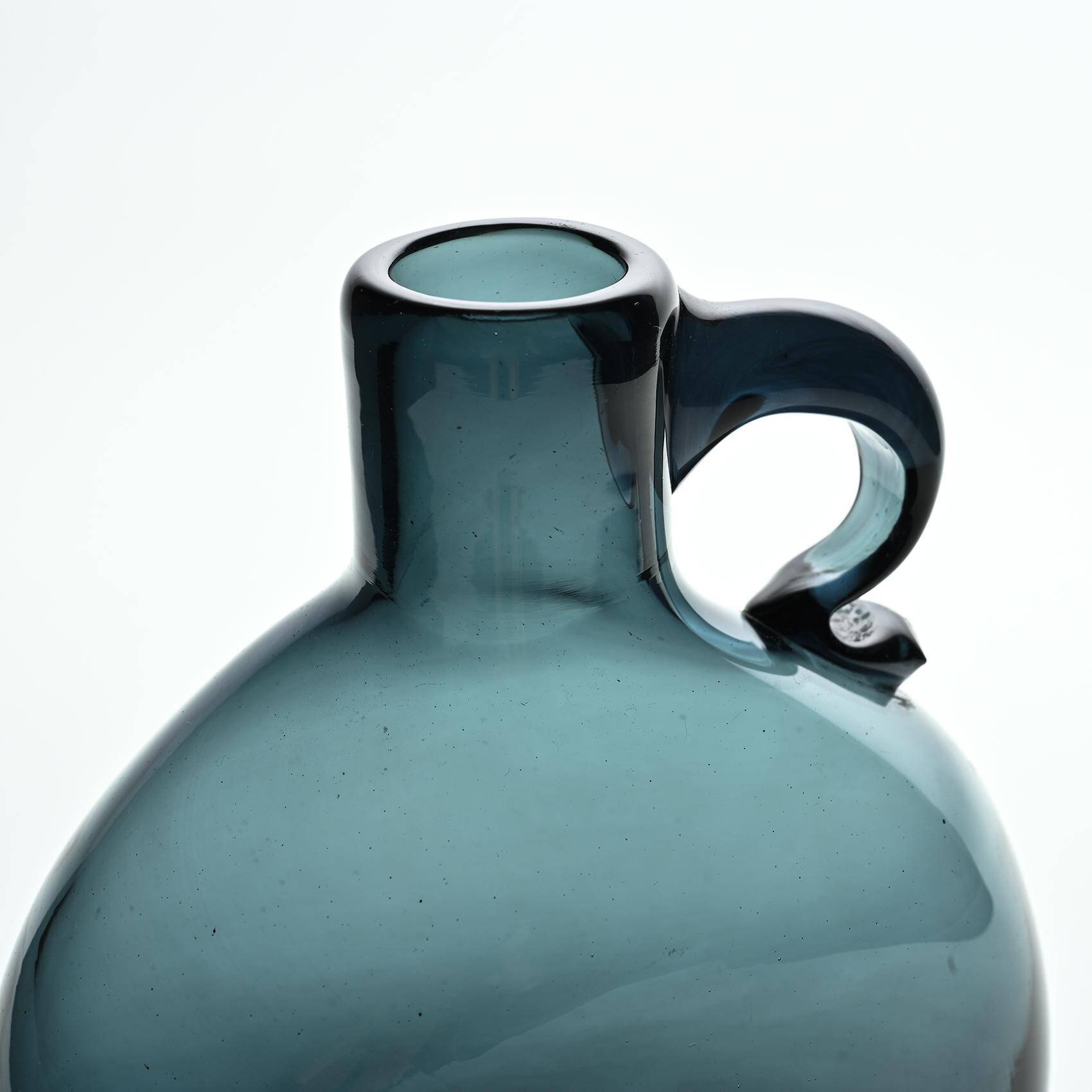 Deep blue blown glass jug by Claude Morin, Dieulefit circa 1970