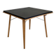 Folding Coffee Table "PLIDEAL" Beech & Black Faux Leather 50s Vintage