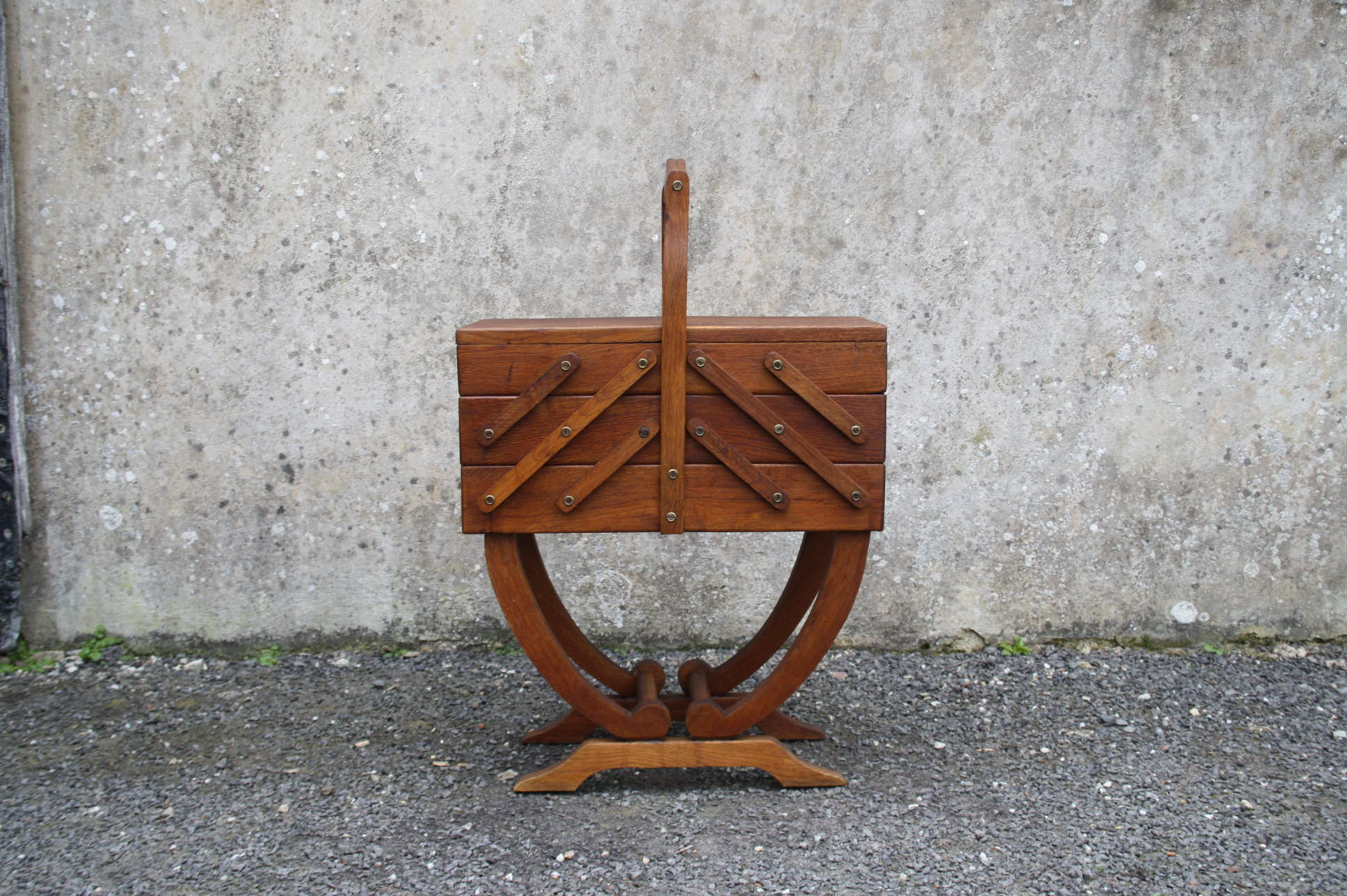 Vintage sewing box on foot