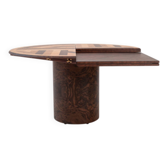 Table ronde/carrée en noyer frisé