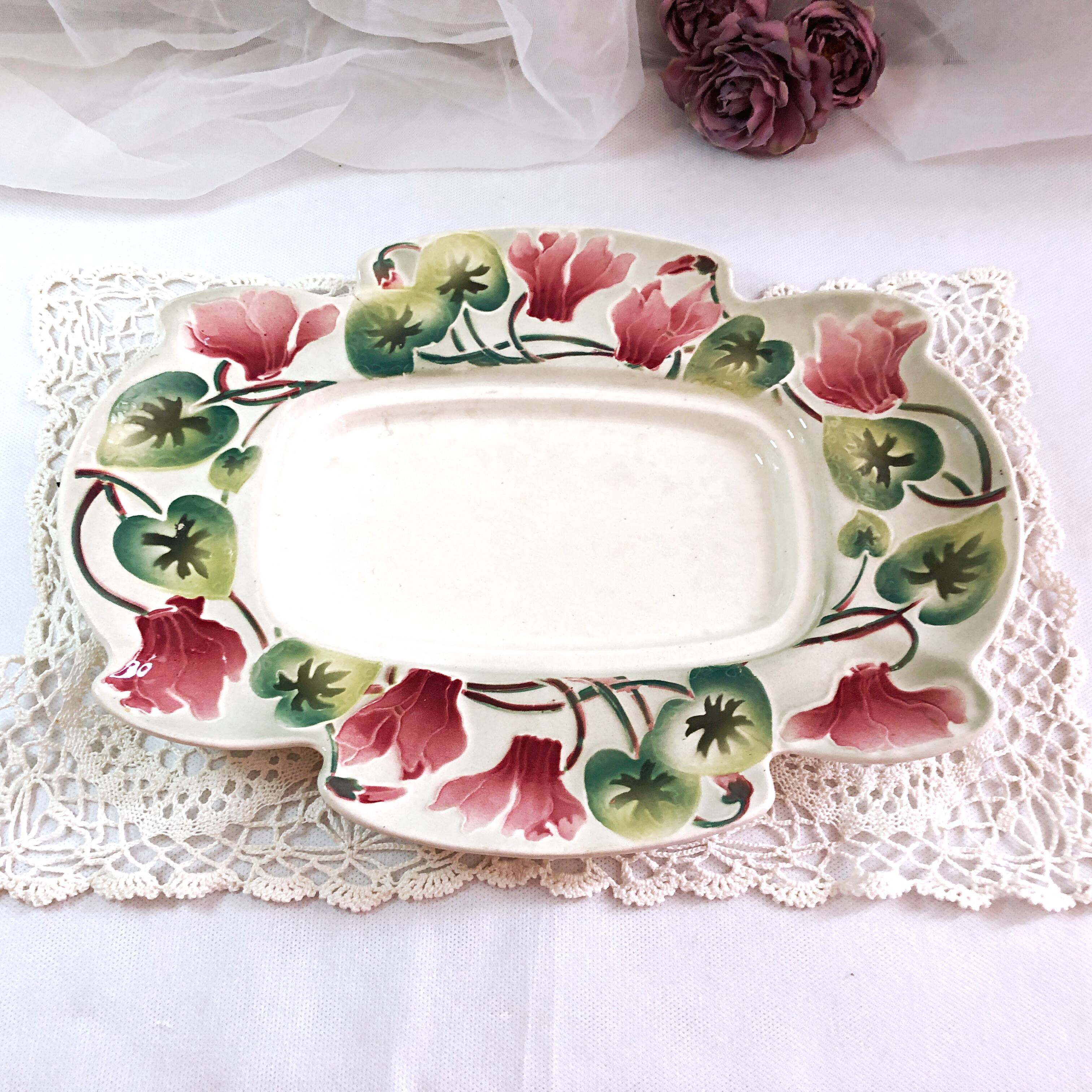 Large earthenware hollow dish KG Saint Clément France 36 cm