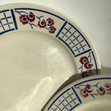 4 Flat plates Badonviller blue and dark red