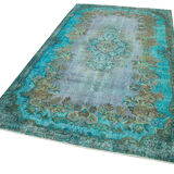 Handmade oriental 1980s 162 cm x 288 cm turquoise carpet