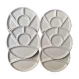 Set of 6 earthenware fondue plates