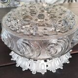 Glass flush mount ceiling lamp with crown