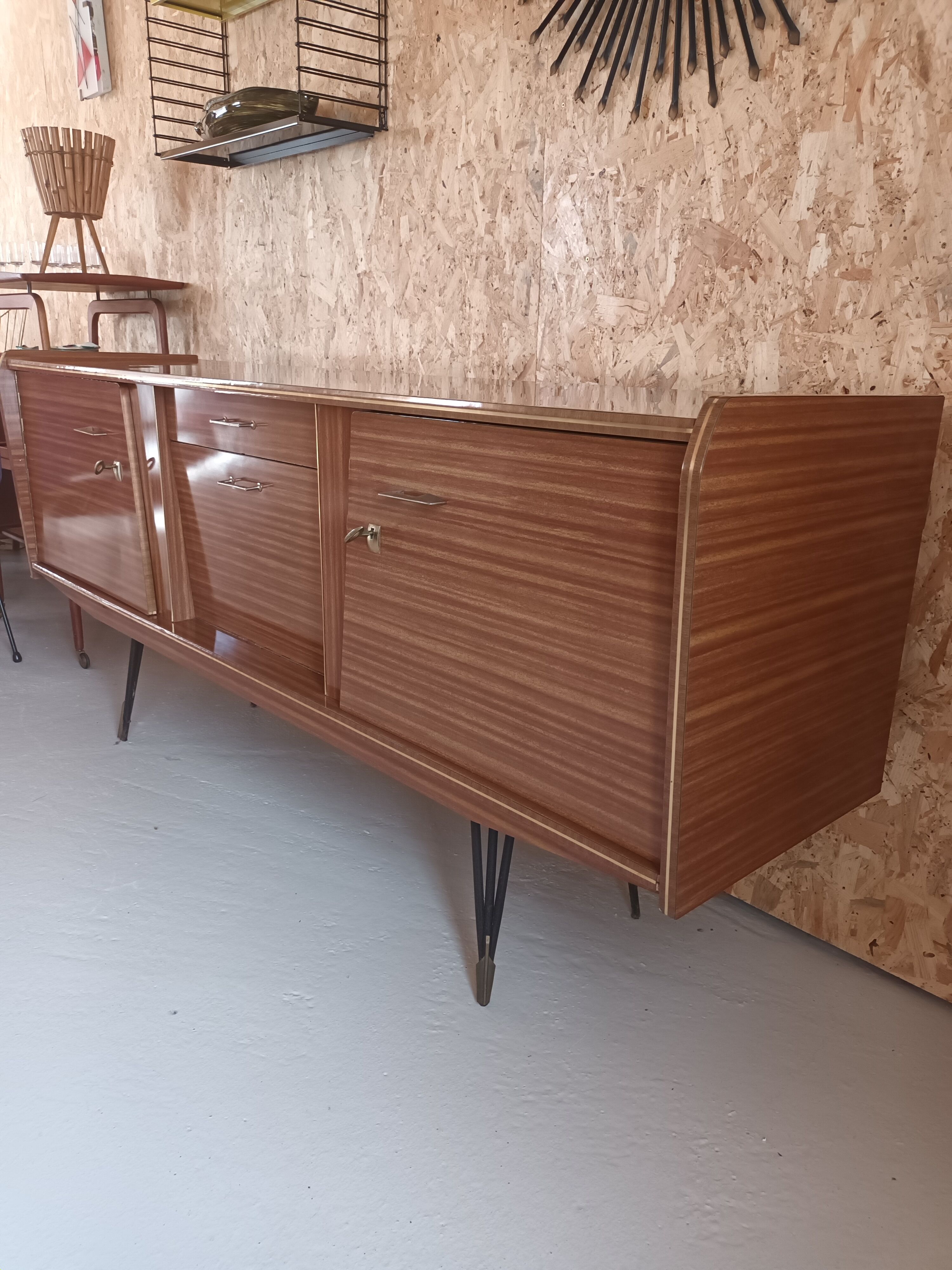 Brown formica sideboard