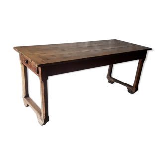Table de ferme etroite artisanale en bois massif
